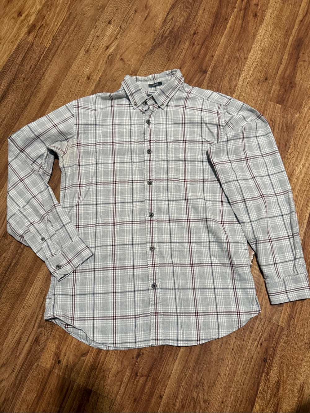 Eddie Bauer White Plaid Long-Sleeve Button-Down Shirt